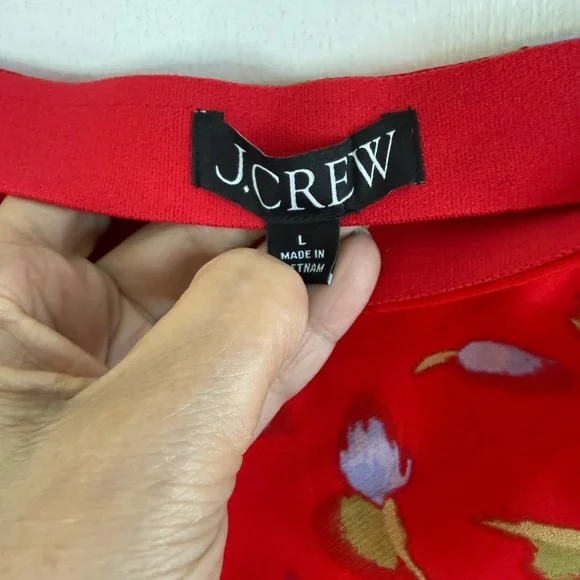 J.Crew Gwyneth flounce hem midi slip skirt in red floral L - Picture 6 of 7